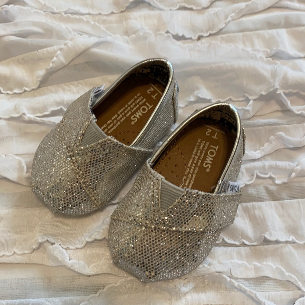 Toms silver glitter shoes